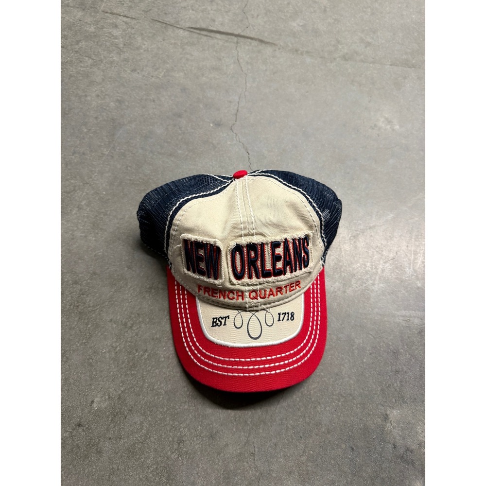 New Orleans French Quarter Trucker Hat Sun Products Navy Red Mesh Snapback Cap